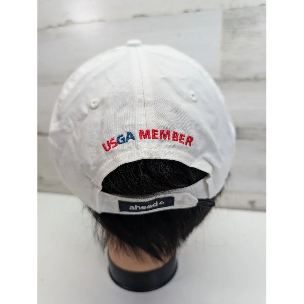 Ahead Hat Cap Strap Back One Size White 123rd US Open Embroidered Mens